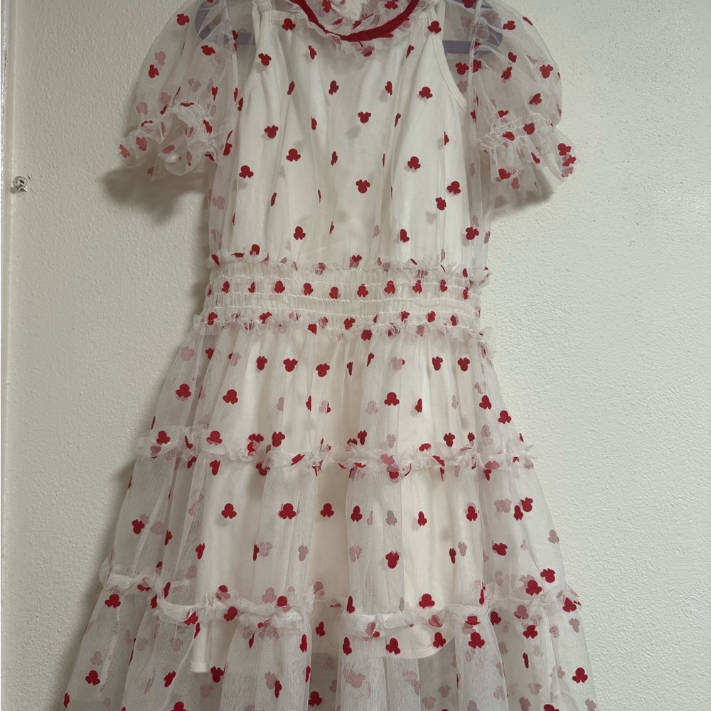 Disney White Dress with Red Minnie Mouse Pattern